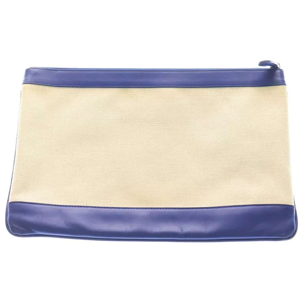 Balenciaga Blue White CLIP Bag Clutch Navy Canvas